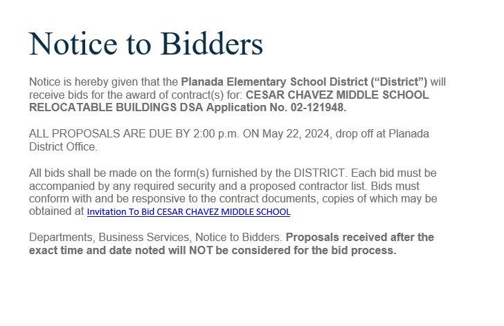 Notice to Bidders